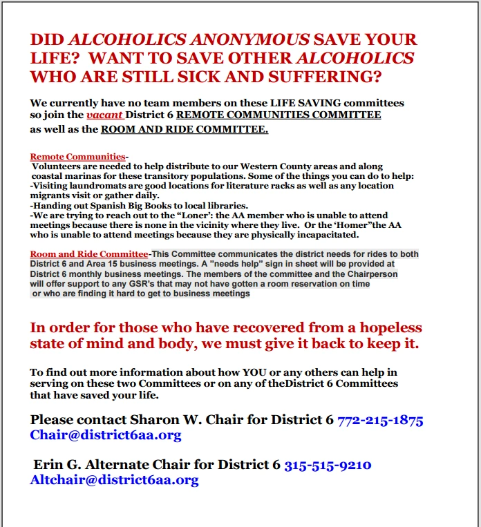 District 6 Vacant Committees 2025